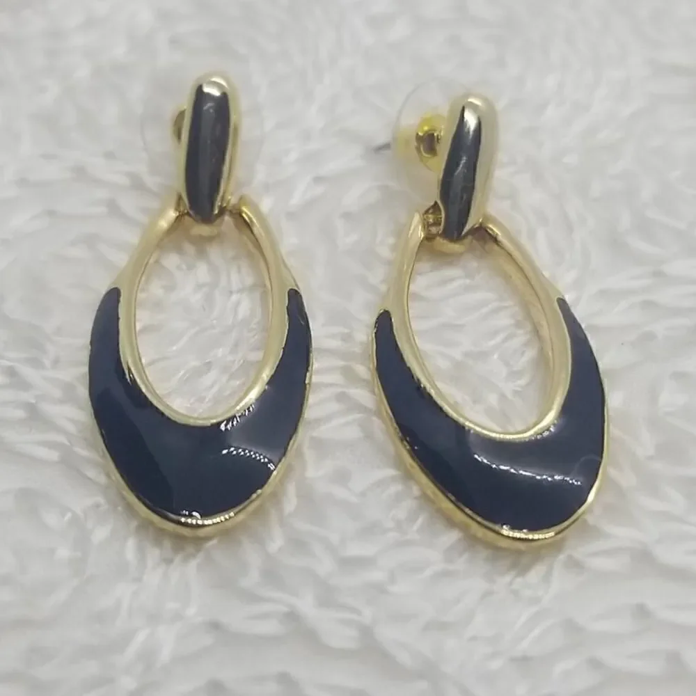 Hoop Earrings 3 Pairs Black Hoop Silver Gold Crystal Earrings